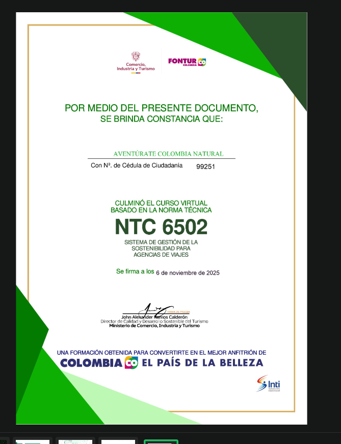 Curso Virtual NTC 6502: Sistema de Gestión de la Sostenibilidad para Agencias de Viajes